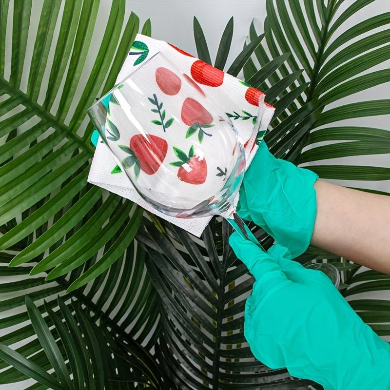 20 шт. Многоразовые салфетки из микрофибры для уборки 25x25 см с принтом, моющиеся кухонные полотенца, высокая впитываемость, быстросохнущие для домашней уборки