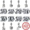 Медь 925 пробы 16-й 18-й 20-й 25-й 30-й 40-й 50-й Празднование Счастливые Числа Бусины Подходят для Шарм-браслета Pantaro DIY Циркон Юбилей