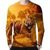Мужские футболки с круглым вырезом, 3D-принтом животных, повседневные, с длинным рукавом - Мягкая полиэстеровая ткань средней эластичности, одежда для весны и осени, свободного кроя