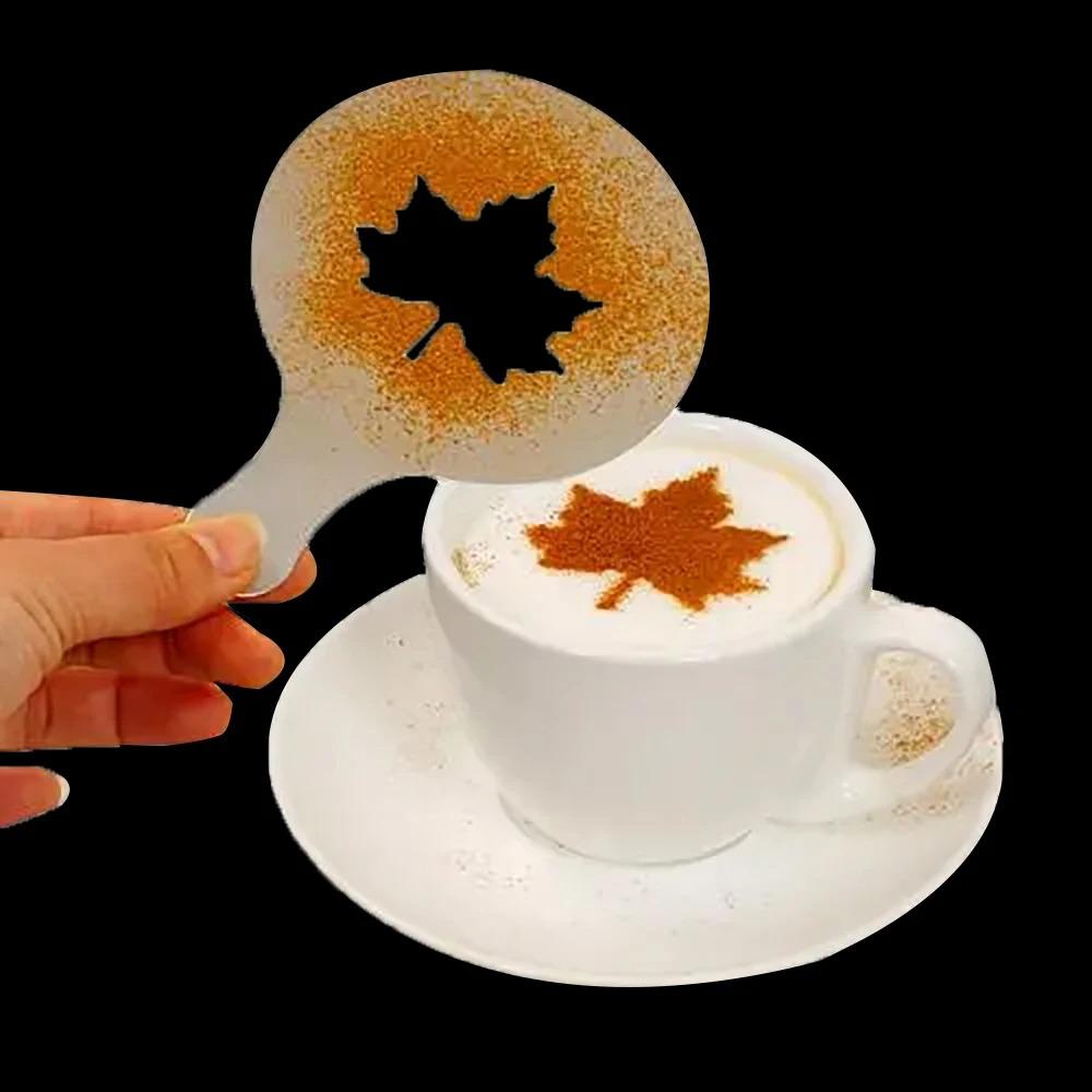 16PCS/1 set Coffee Stencils Fancy Coffee Printing Model Milk Cake Stencils Cappuccino Mold Cake Drawing Mould Home Kitchen Supplies