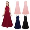 Kids Lace Chiffon Sleeveless Flower Girl Dress Kids Bodice Double Layer Pageant Wedding Bridesmaid Dresses