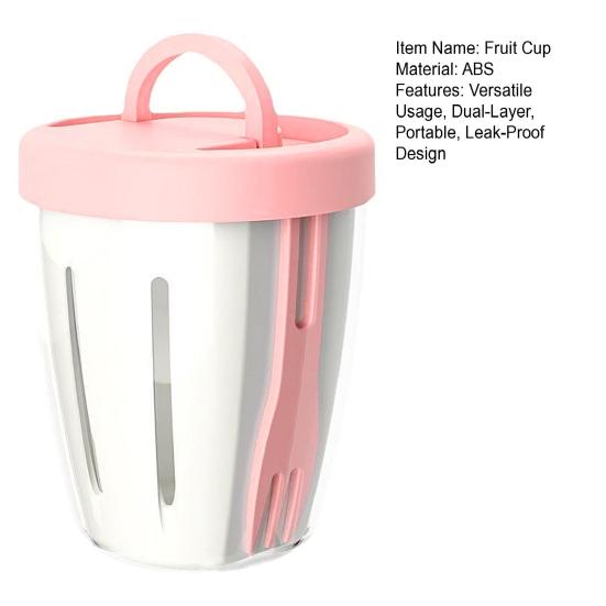 Двухслойный салатник, переносной контейнер для фруктов с вилкой, герметичная герметичная коробка для еды для пикника на открытом воздухе и путешествий