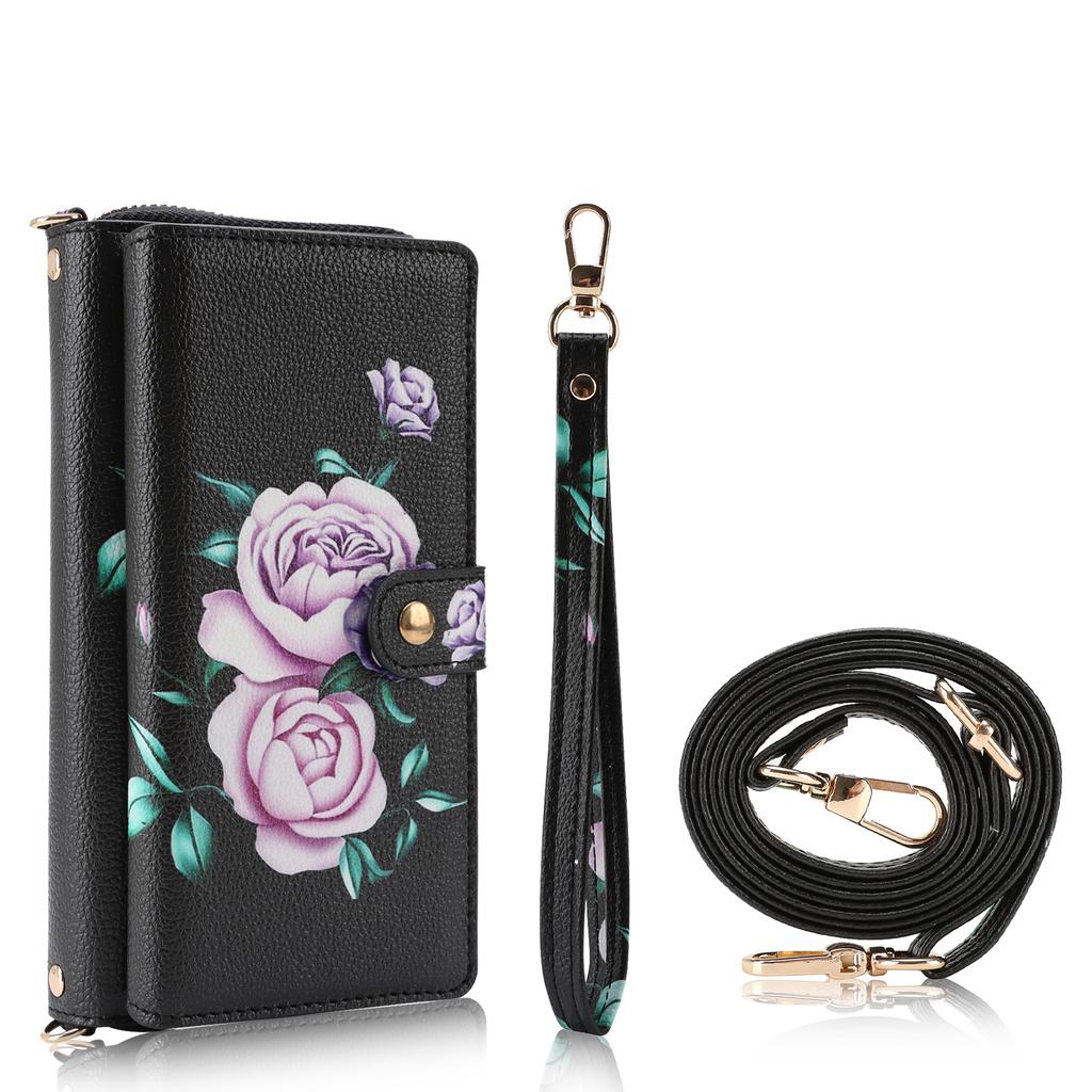 Съемный кошелек-книжка с цветами 2-в-1 для карт для iPhone 17 17Air 16 15 14 Plus 13 12 Pro Max, чехол со шнурком и поддержкой зарядки Magsafe