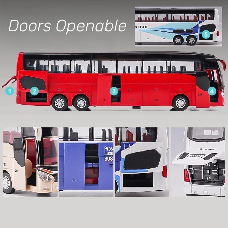 New 1/32 Alloy Single-layer Bus Car Model Toys Diecast Simulation Metal Business Bus Vehicle Sound Light Pull Back Children Gift Toy