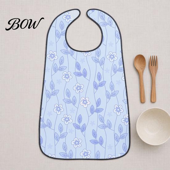 Full Coverage Meal Bib Adult Bib, Waterproof Easy Clean Feeding with Floral Printed, Elderly Clothing Protector, for Seniors Dining Aid Reusable