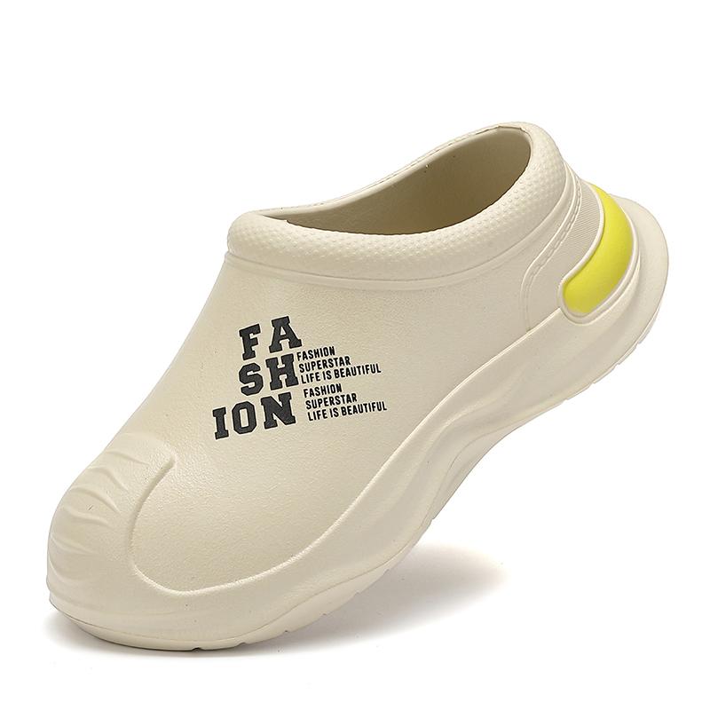 Модная мужская обувь шеф-повара, нескользящая и маслостойкая рабочая обувь, ленивые тапочки, повседневные трендовые тапочки, модные садовые туфли на один шаг для пляжа