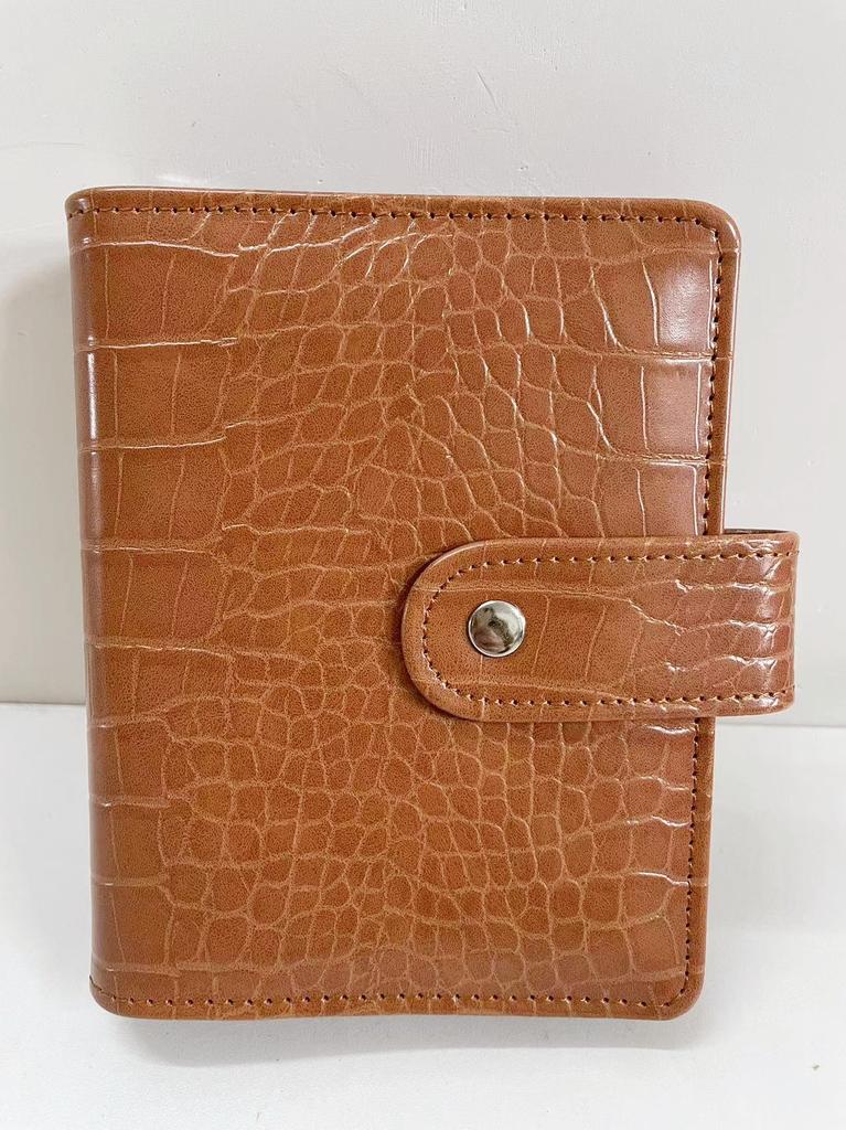 A7 Crocodile Black Pink Color 6 Ring Binder PU Clip-on Notebook Leather Loose Leaf Notebook Cover Notebooks Journal Stationery