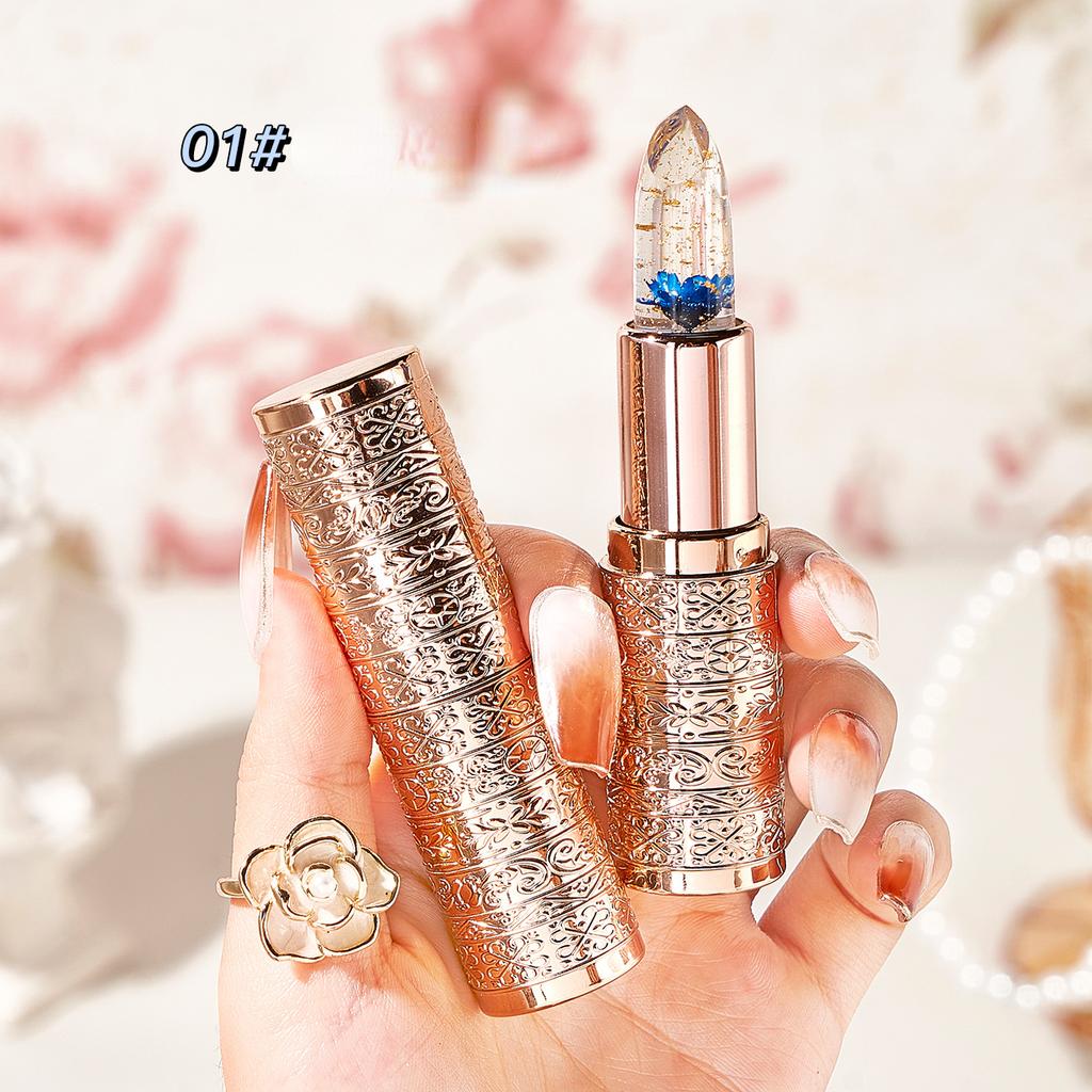 3-цветный стойкий бальзам для губ с изменяющимся цветом, кристаллический желеобразный цветочный блеск для губ, прозрачный увлажняющий макияж для губ, косметика