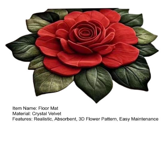 3D Цветочный ковер Реалистичный Цветочный Противоскользящий Напольный коврик Впитывающий Быстросохнущий Коврик для ванной для Кухни Спальни Прихожей Туалетного столика