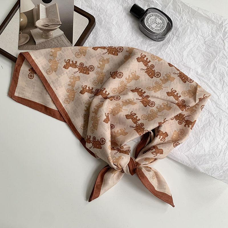 70 Double-sided Silk Scarf, Small Square Scarf, Scarf, White Rose Linen Silk Scarf, New High-end Scarf, Shawl Cover.