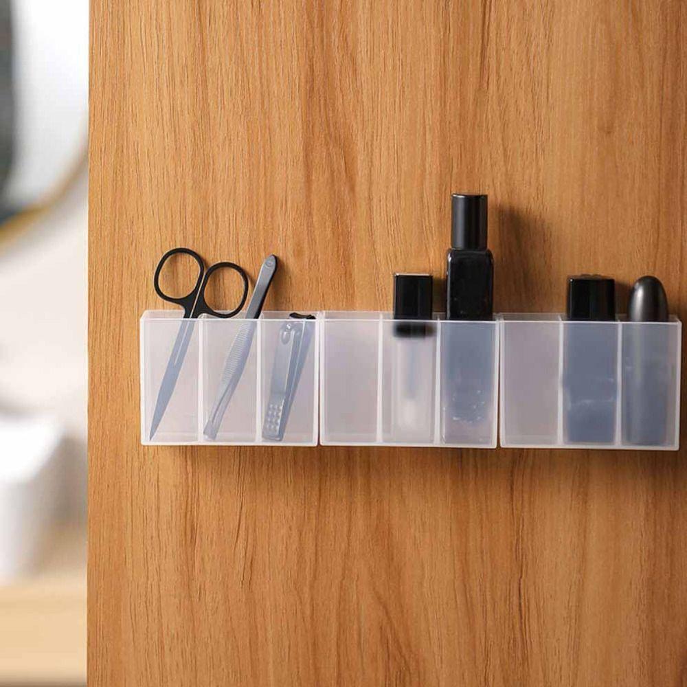 Wall Mounted Mini Storage Box 3 Grids Sundries Holder Plastic Makeup Organizer Home