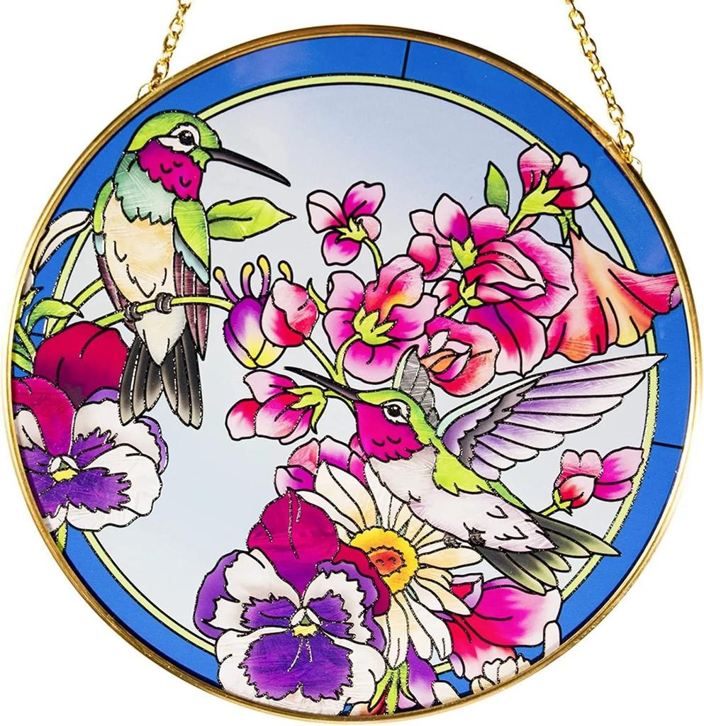 Stained Glass Suncatcher Cardinal Hummingbird Kingfisher Double Side Acrylic Panel Window Hanging Decor Ornament Bird Lover Gift