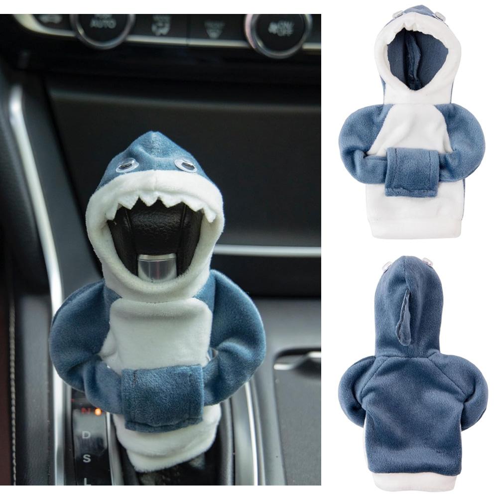 CAER Car Hoodie Handle Cute Shark Frog Bat Cover Short Plush Gear Switch Knob Lever Hoodie Handle Car Interior Accessories