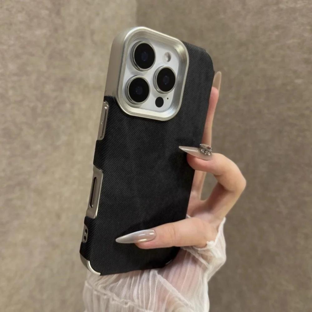 Ретро Винтажный Ковбойский Тканевый Чехол для iPhone 17 Air 16 15 14 Plus 13 12 11 Pro Max Роскошный Джинсовый Мягкий Бампер Броня Чехол для Телефона