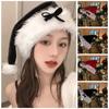 Cloth Accessories Plush Ball Soft Beanie Bow Santa Hat Cute Christmas Plush Hat  Men
