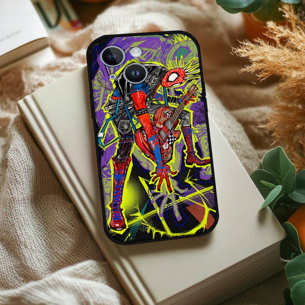 Чехол в панк-стиле с Человеком-пауком S-Spiderman для iPhone 1716 15 14 13 Pro Max 11 12 Mini X Xs XR Черный силиконовый чехол