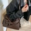 Large Capacity Motorcycle Shoulder Bag Soft Underarm Bag Leather Tote Bag  Casual Commuting