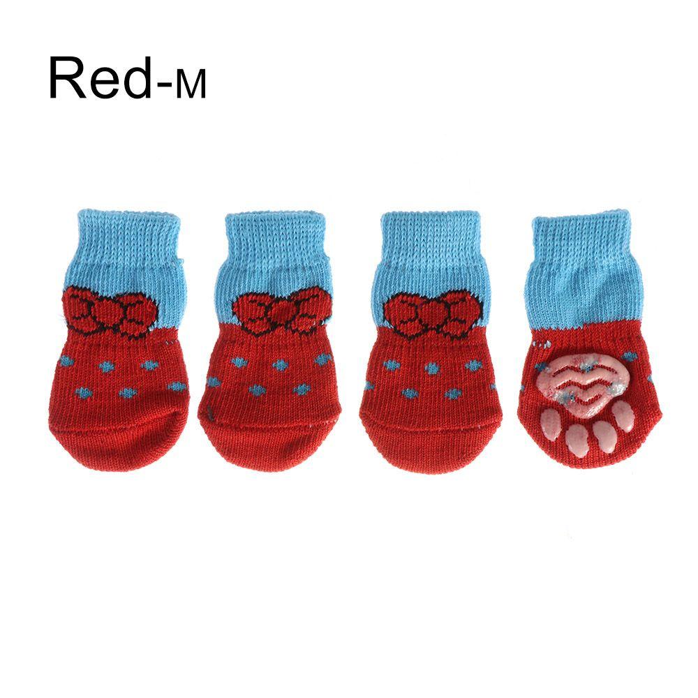 4Pcs/set New Pet Supplies Candy Color Anti-Slip Knitted Socks Puppy Boots Dog Shoes