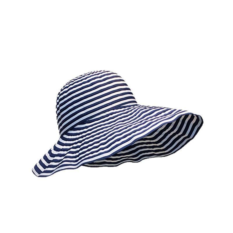 Женская весенне-летняя складная солнцезащитная шляпа в полоску