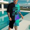 Летняя футболка с 3D-принтом для мужчин, пляжные рубашки с коротким рукавом, мужской спортивный костюм из двух частей, мужской комплект одежды, наряд большого размера, модный