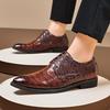 2024 Men's Crocodile Pattern Leather Shoes - Business & Casual, British Korean Style, Large Size, Pointed Toe