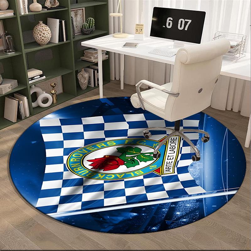 Blackburn Rovers Round Rug for Livingroom,Bedroom, Palyroom, Chair Rug, Area rug, Circle Carpet, Large Size Fan Christmas gift