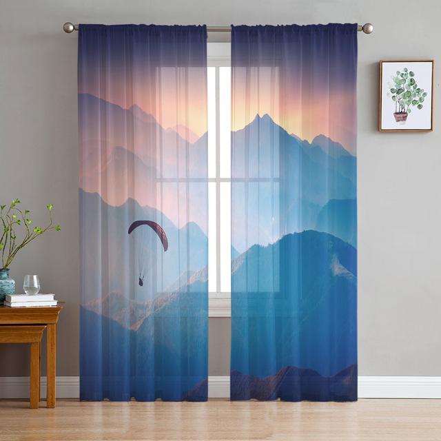 Горный сосновый лес Солнце Тюлевые Шторы для Спальни Современная Вуаль Шторы Украшение Дома Оконные Шторы