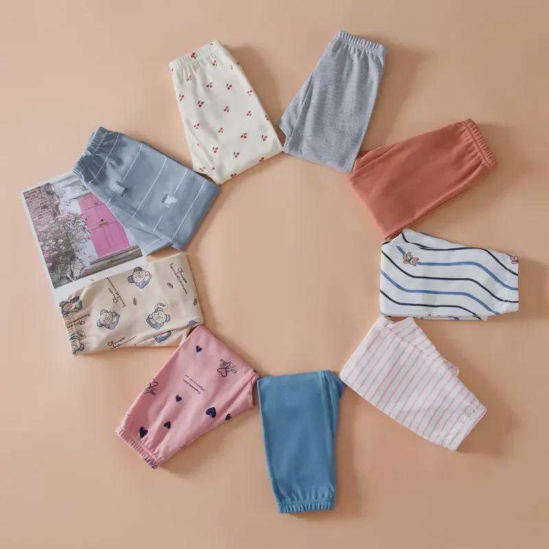 Детская осенне-зимняя пижама из чистого хлопка - теплые штаны для мальчиков и девочек