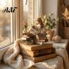 Exquisite Desktop Figurine Decor Wooden Reading Girl Figurine, Stable Pastoral Style Statue Decorative for Desk Decor, Artistic Healing Ornament,