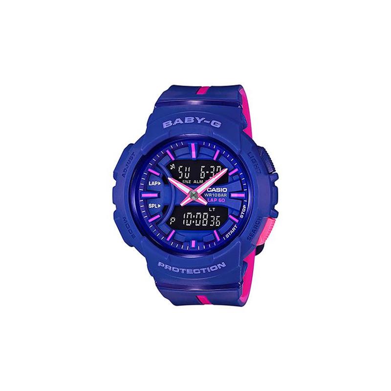 Casio Серия CASIO BABY-G, модный и привлекающий внимание двухцветный механизм, кварцевый механизм, полимерный ремешок, японские и корейские часы, BGA-240L-2A1