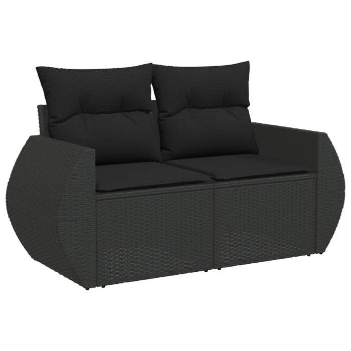 VidaXL Salon de Jardin avec Coussins 8 pcs, Canapés de Terrasse, Ensemble de Meubles de Patio, Mobilier d'Extérieur, Noir 3221134