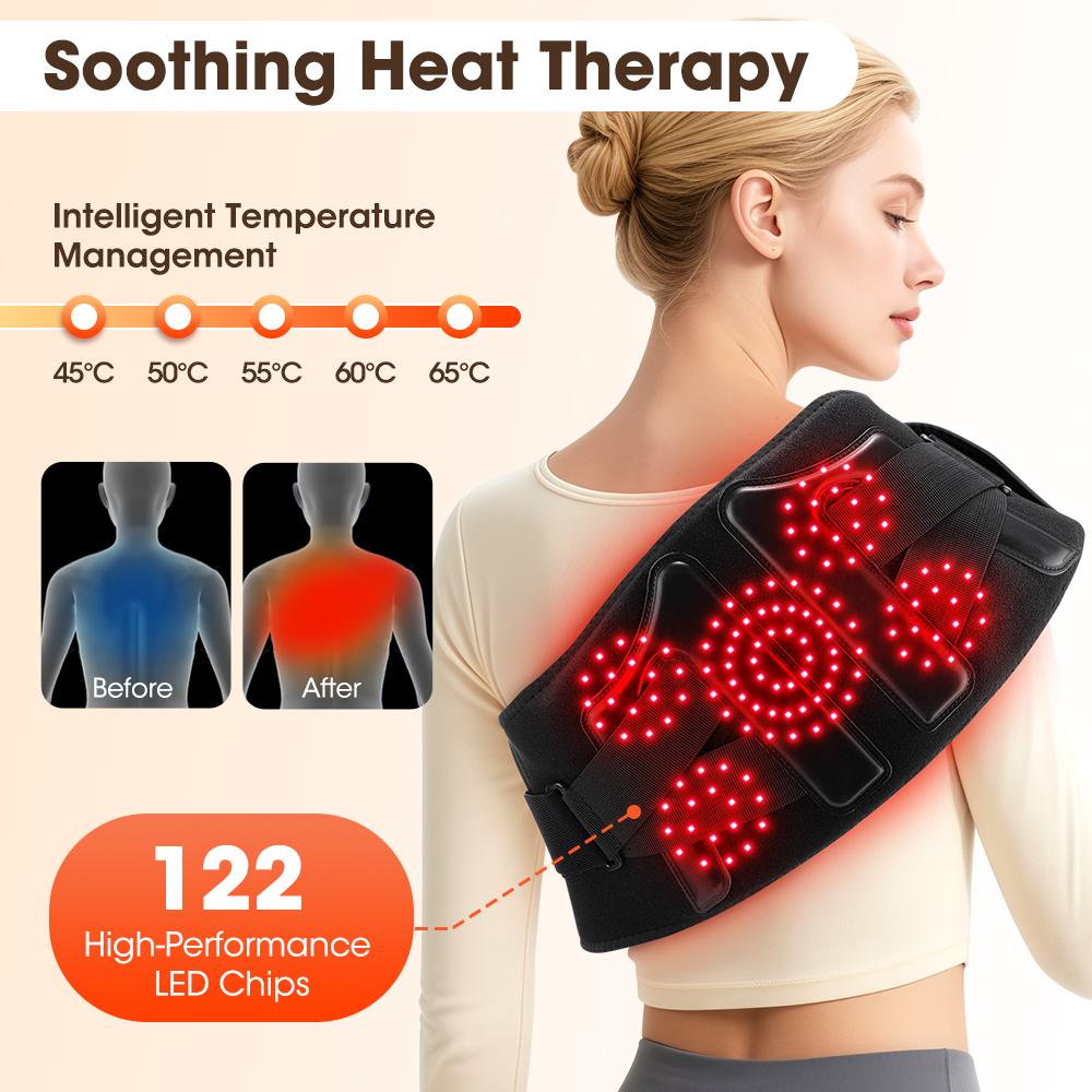 Heated Waist Massager Light Decompression Lumbar Support Belt Blood Circulation Disc Herniation Relief Electric Infrared Pads