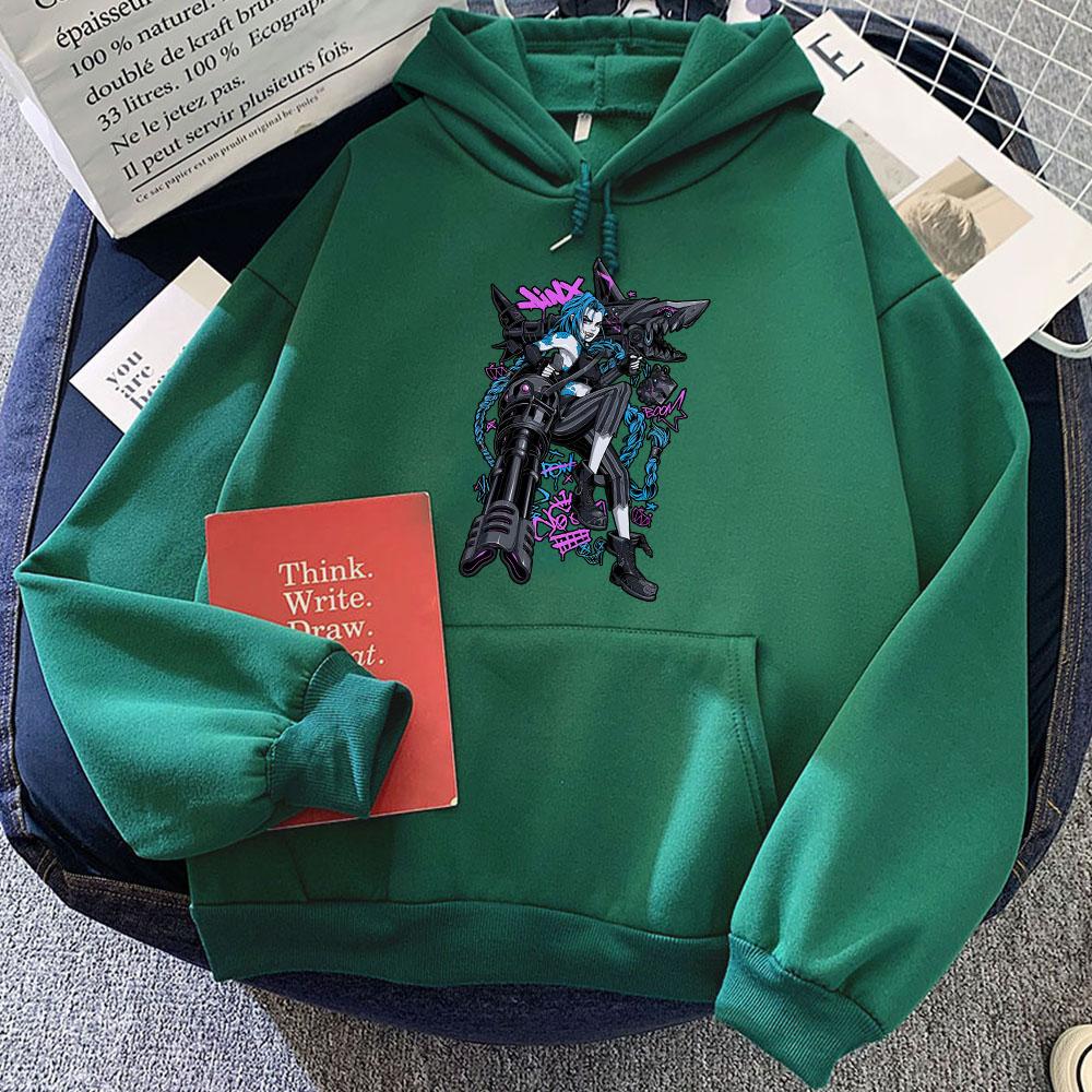 Женское худи Jinx Arcane Game с принтом, толстовки с капюшоном, зимний флис, женская повседневная толстовка с длинным рукавом и карманом