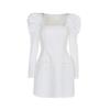 Womens Elegant Square Neck Long Sleeve A-Line Mini Dress Slim Fit Fashion Party Wear
