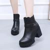 8 см Маленький размер 32-43 Толстая подошва Мотоциклетные ботинки Женская обувь Зима 2025 Блочный высокий каблук Мягкая кожа Ботильоны Офис Мама