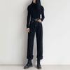 Black Straight Harem Women Jeans Spring Autumn New Preppy Style Youth Bright Line Decoration Loose High Waist Casual Pants