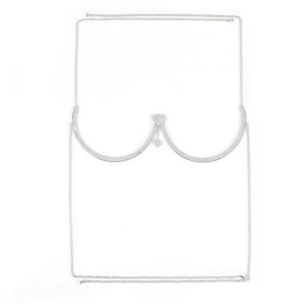 Кисточка Бюстгальтер Нагрудная Цепочка Цветок Цепочка на Грудь Панк Поддержка Груди Цепочка для Тела Платье с Низким Вырезом