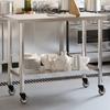 Kitchen Work Table with Wheels 110x55x85 Cm Stainless Steel