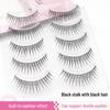 A-type Black Hair False Eyelashes with Black Stalk for Girls, Super Natural Look, Daily Wear, Double Eyelid Support