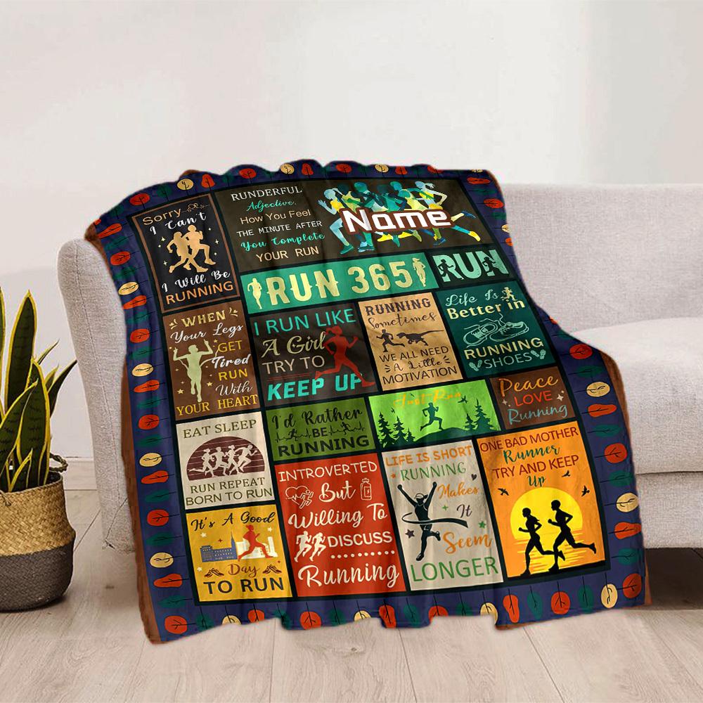 Running Quotes Name Blanket Comfortable Soft Lightweight Allseason Multipurpose Blanket For Picnics Sofas Offices Beds Living Rooms Gifts For Friends