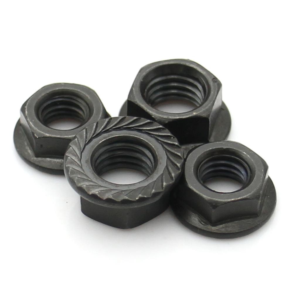 2-50pcs Carbon steel Serrated Flange Lock Nuts Hex Locking Anti-Loose Nut with Washer M2-M16