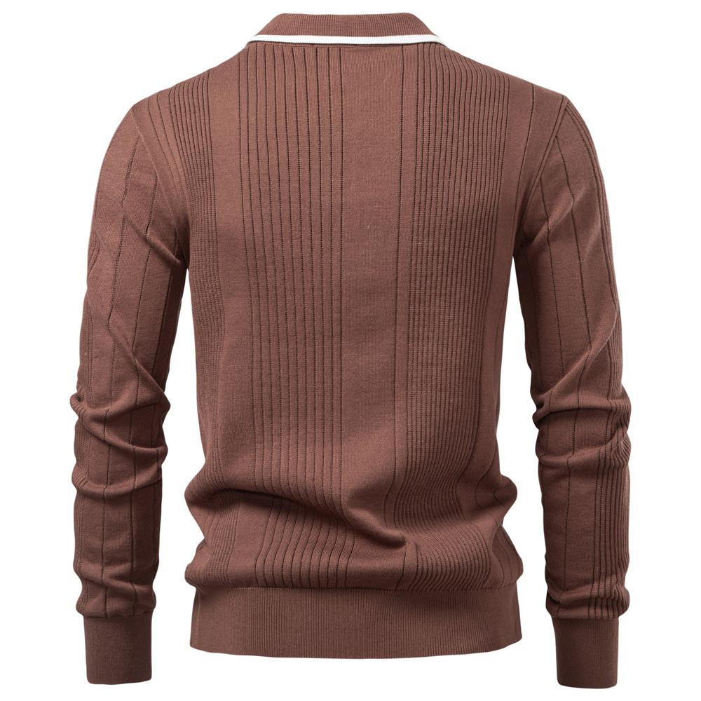 2025 Button Down Polo Shirt Men Solid Color Stripe Long Sleeve Fall Winter Luxury Warm Touch Business Casual Mens Polo Shirts