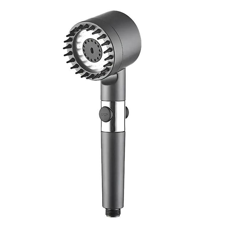 Ручной душевой набор под давлением с фильтрующим распылителем и массажной насадкой цвета «оружейный серый»
