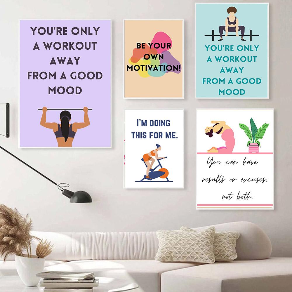 Пилатес Тренировка Графика Плакат Печать На Холсте Декор Стены Зала Йоги, Пилатес Подарок Бодибилдинг Руководство Фитнес Спортзал Картина Картина