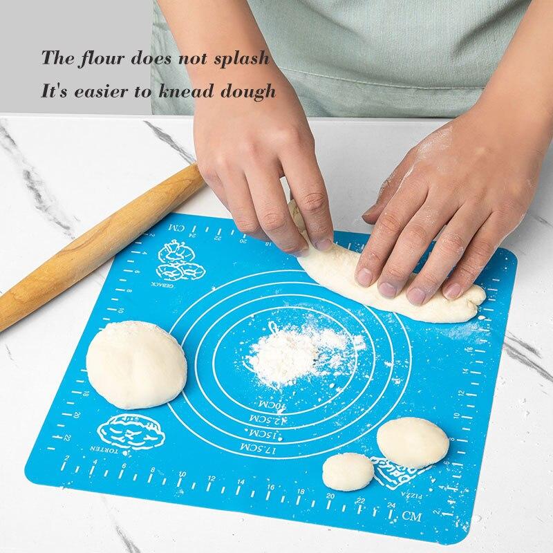 1pc Blue Silicone Mat Kitchen Kneading Dough Baking Mat Dough Pads Slip Baking Roller Surface and Surface Mat Kitchen Tools