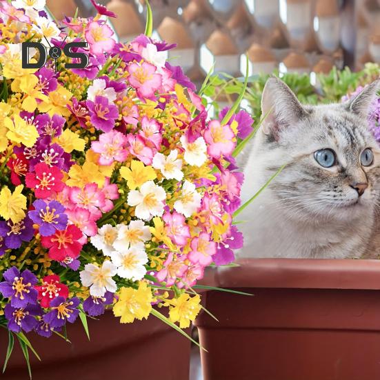 2 шт. комплект искусственных цветов, устойчивые к ультрафиолетовому излучению, искусственные растения, не выцветающие искусственные цветы для дома, вазы, корзины, оконного ящика, наружного украшения