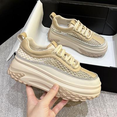 Летние туфли для папы, новые сетчатые дышащие женские туфли на платформе, универсальные повседневные туфли со стразами, туфли на платформе небольшого размера