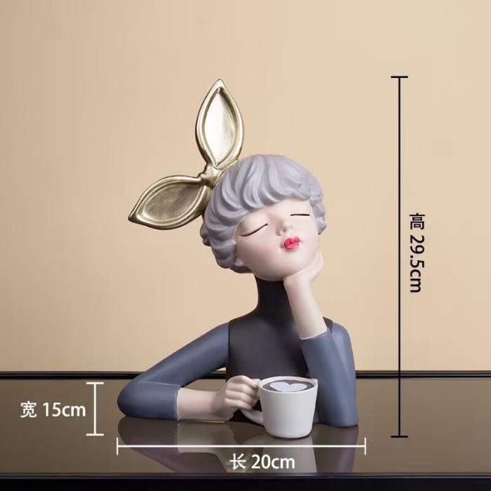 Nordic Luxury Resin Table Lamp Human Statue Sculpture Decor Hat Girl Figurine Art for Home Decoration