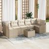 vidaXL 8-piece Garden Sofa Set with Beige Polyrattan Cushions, vidaXL 2-seater Garden Sofa with Beige Cushions 3345621