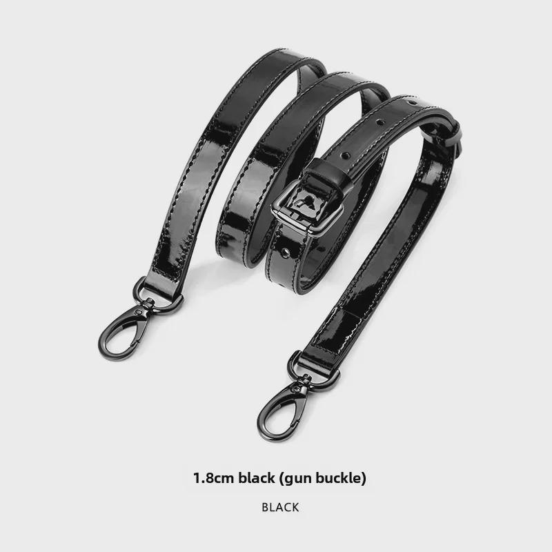 MHS-A-25 Черная блестящая лакированная сумка через плечо с регулируемым ремнем и пряжкой-шпилькой